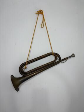 Vintage Brass Military Style Bugle Horn Christmas Tree Decoration